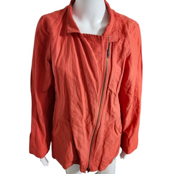 EILEEN FISHER CRINKLE REMOVABLE NO HOOD COTTON BLEND JACKET SIZE (PL) FLAW - Picture 2 of 9